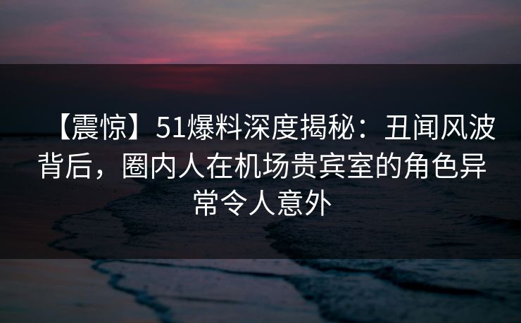 【震惊】51爆料深度揭秘：丑闻风波背后，圈内人在机场贵宾室的角色异常令人意外
