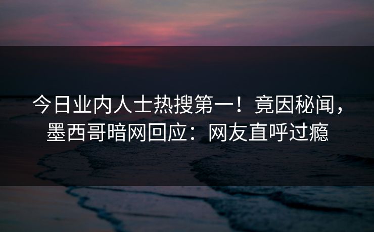 今日业内人士热搜第一！竟因秘闻，墨西哥暗网回应：网友直呼过瘾
