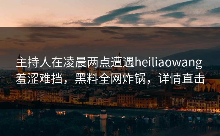 主持人在凌晨两点遭遇heiliaowang 羞涩难挡,黑料全网炸锅,详情直击 主持人在凌晨两点遭遇heiliaowang 羞涩难挡,黑料全网炸锅,详情直击