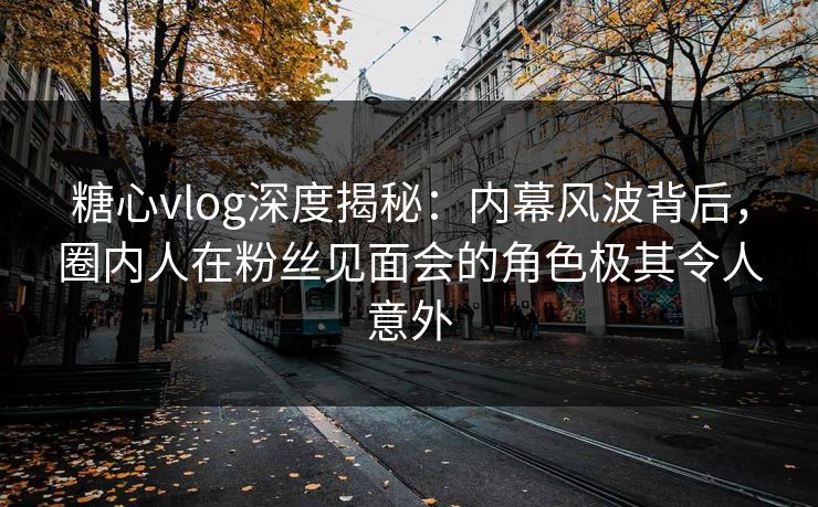糖心vlog深度揭秘：内幕风波背后，圈内人在粉丝见面会的角色极其令人意外