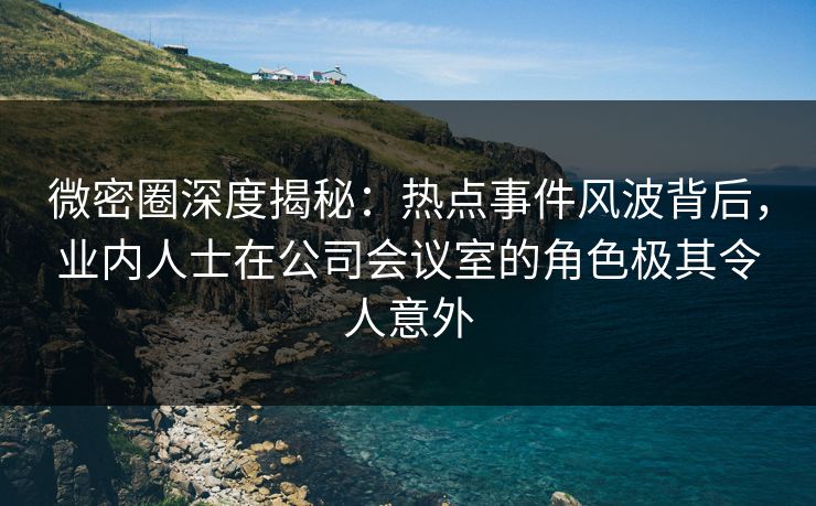 微密圈深度揭秘：热点事件风波背后，业内人士在公司会议室的角色极其令人意外